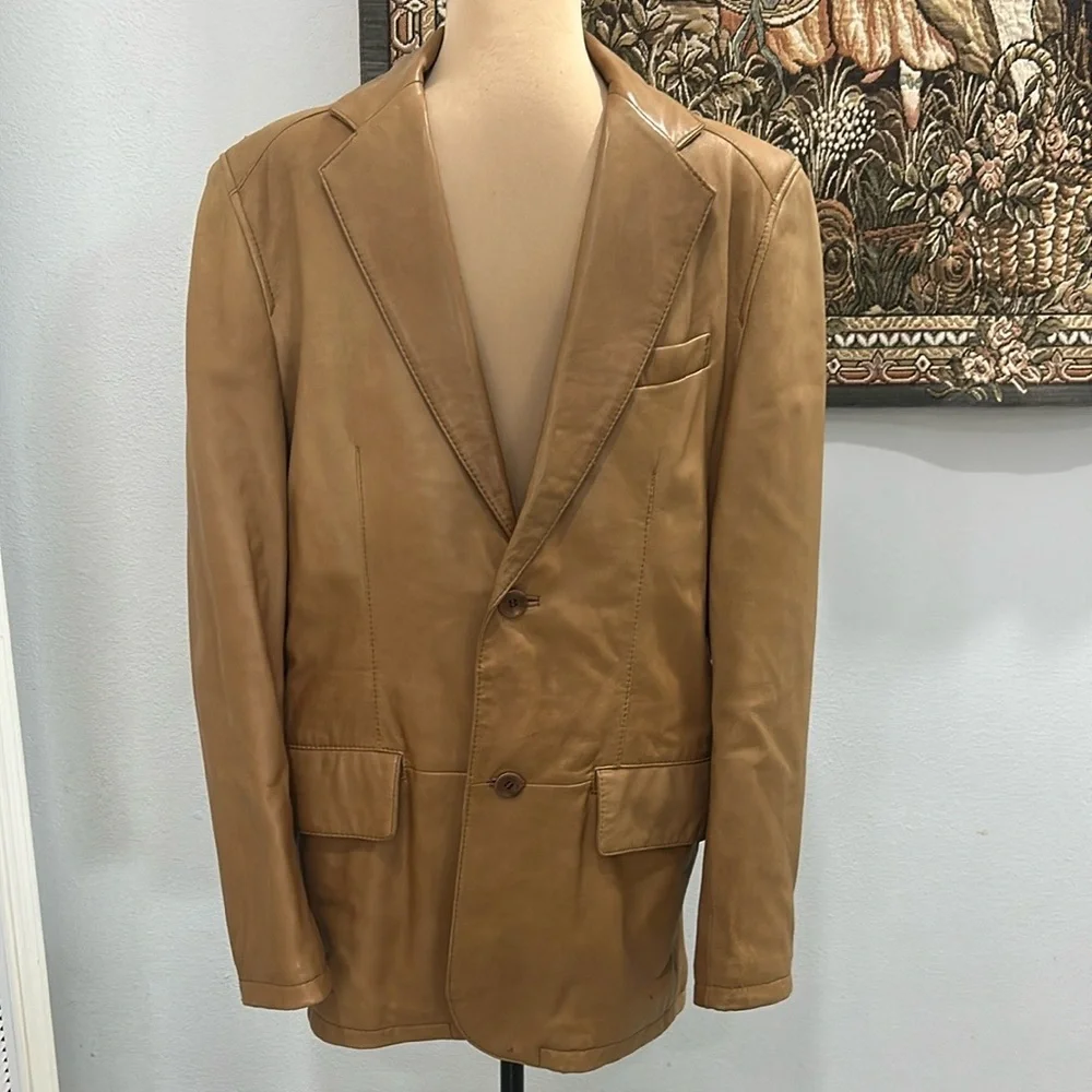Reilly‎ Olmes Rogue Genuine Tan Leather Blazer/Jacket. Size S